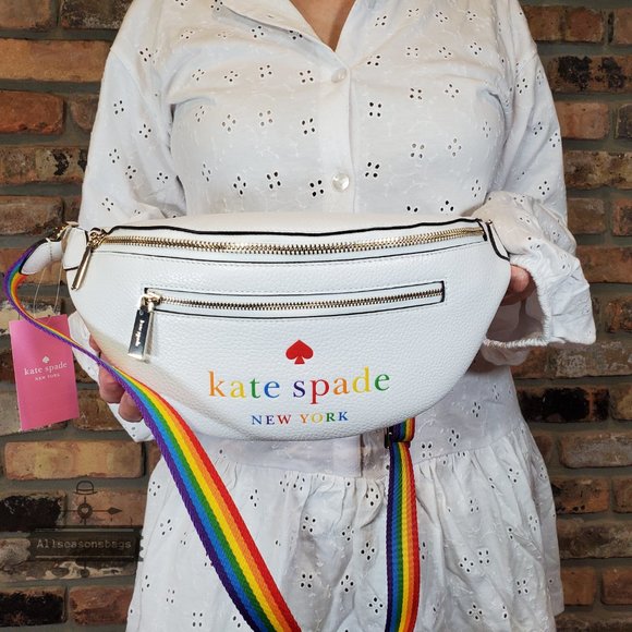 NWT Kate Spade AUTHENTIC Leila Belt Bag Pride RAINBOW white Multi RED Fanny BLUE
